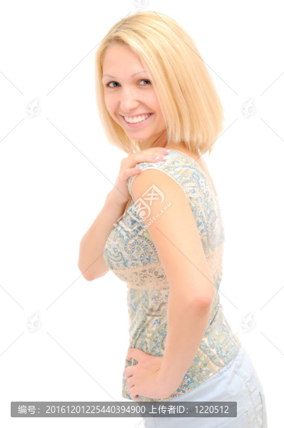 漂亮的金發(fā)女郎的微笑