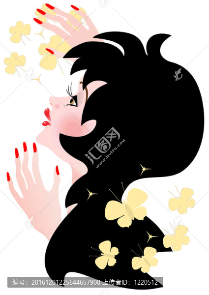 黑發(fā)女人用明亮的化裝