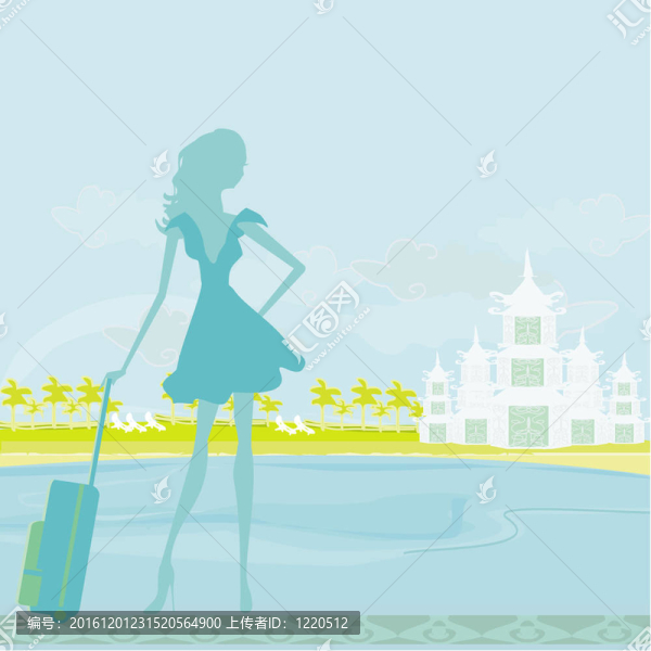 帶行李的美麗旅行女孩