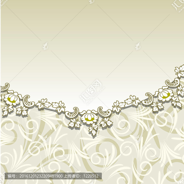 米色背景與花卉ornam