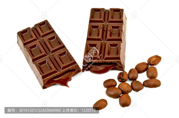 有填充和咖啡豆的巧克力