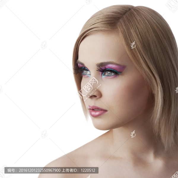 美女女孩側(cè)身看全彩色化妝