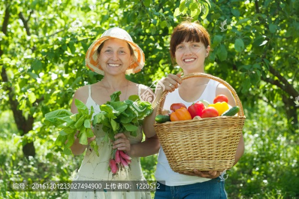 兩個(gè)幸福的婦女與蔬菜