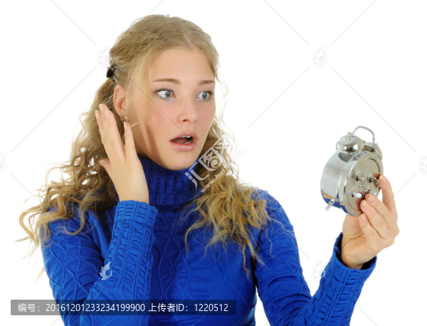 年輕女子與時鐘..