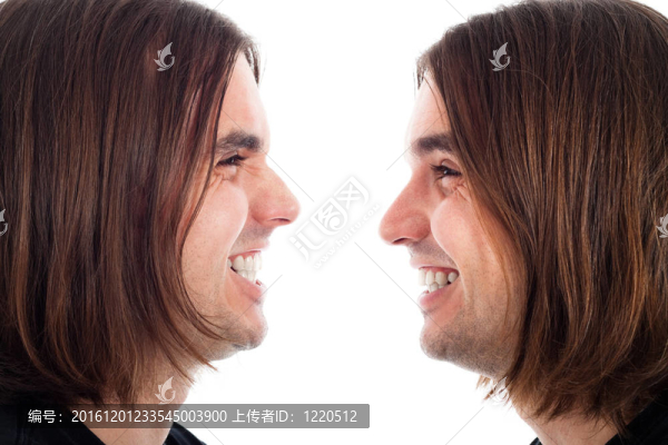 幸福男人臉上的輪廓