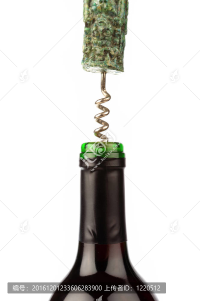 用酒瓶子在白色背景的開瓶器