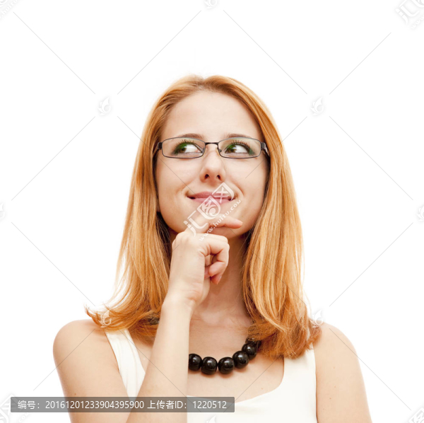 可愛的年輕的紅發(fā)女商人特寫肖像