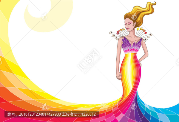 美麗的女人在多彩的異國情調(diào)