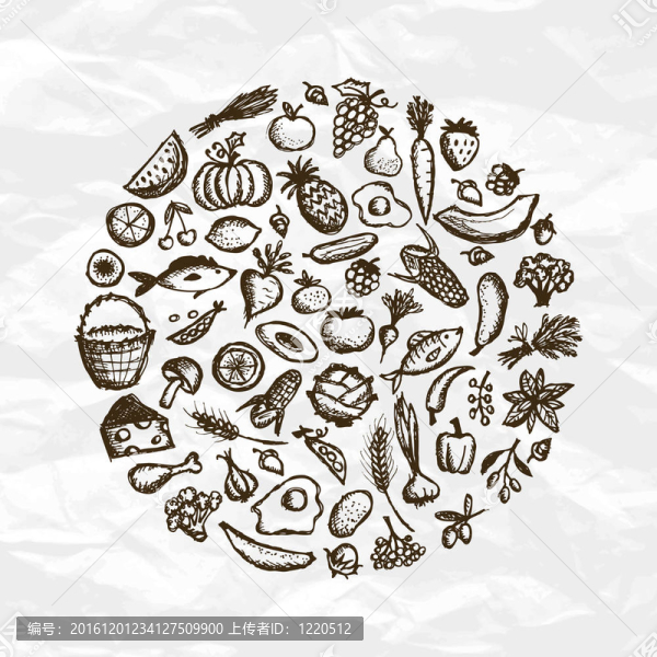健康食品背景；設(shè)計(jì)素描