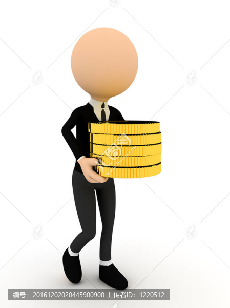 3D人物與金幣。