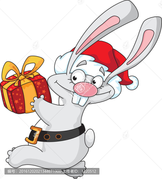 帶禮品盒的Santa兔