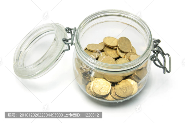 玻璃罐里的硬幣