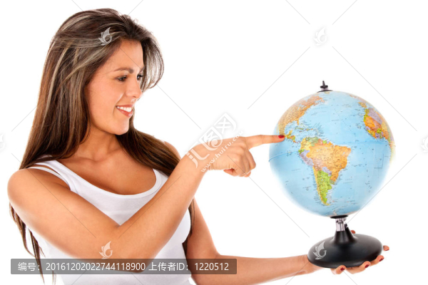 具有全球的女人