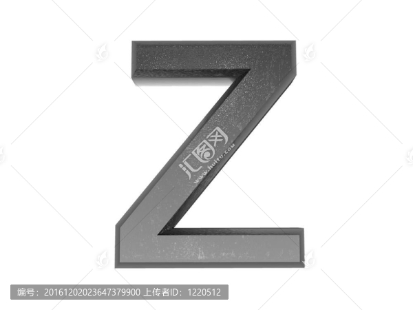 金屬中的3D字母；白色背景。