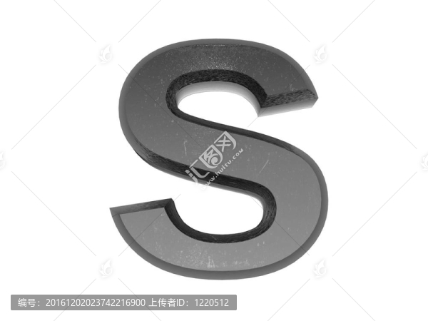 金屬中的3D字母；白色背景。