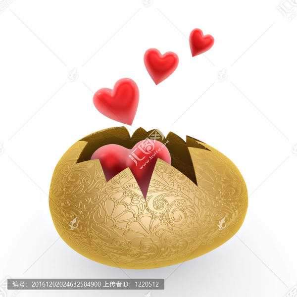 黃金雞蛋殼和紅色的心