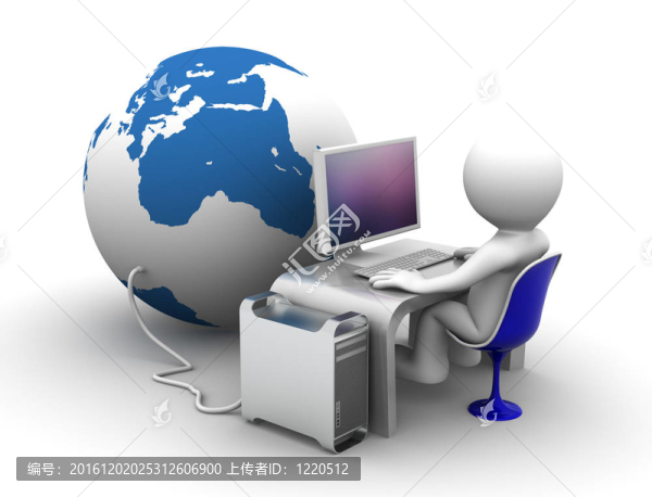 3D角色在電腦上工作的connectet全球