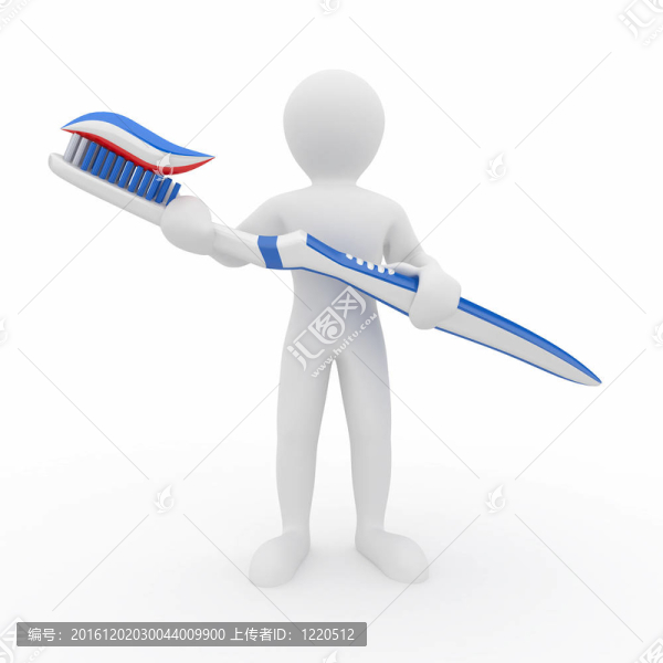 帶牙刷的男人。3d
