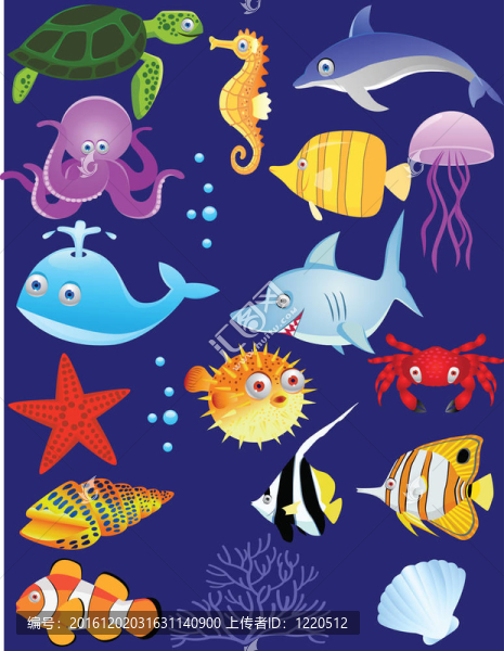 海洋生物的卡通