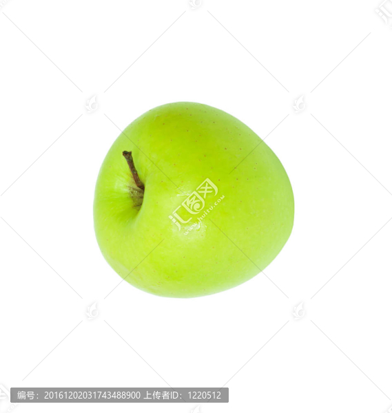 一個成熟的綠色蘋果。白色隔離