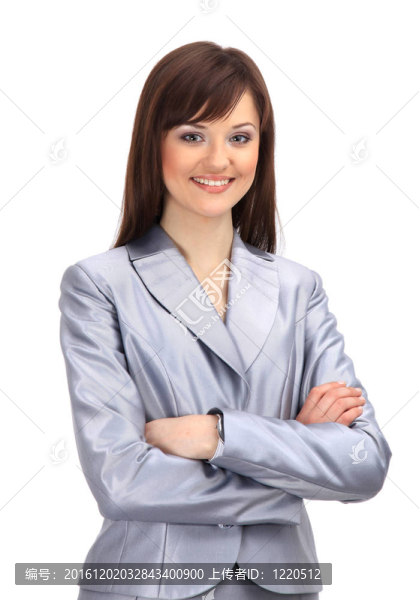 商業(yè)女性在白色背景下微笑