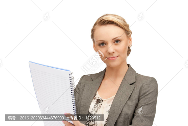 從容的女人用大記事本