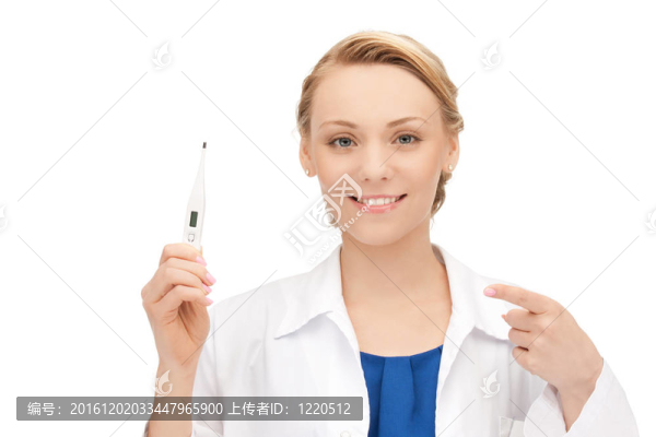 帶溫度計(jì)的迷人女醫(yī)生
