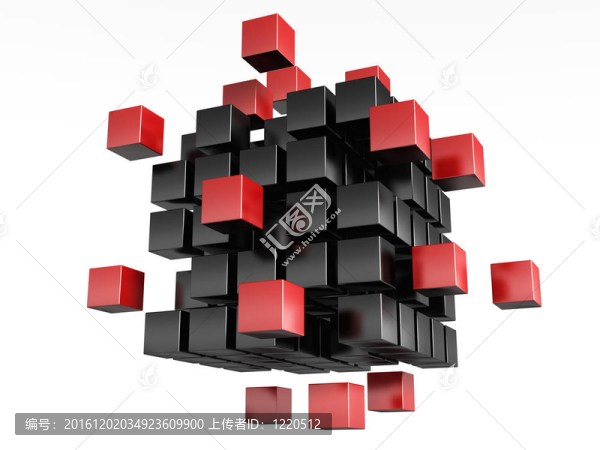 3D塊紅色和黑色的顏色。