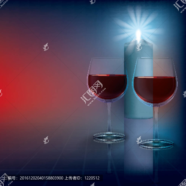 抽象在黑暗的蠟燭和酒杯