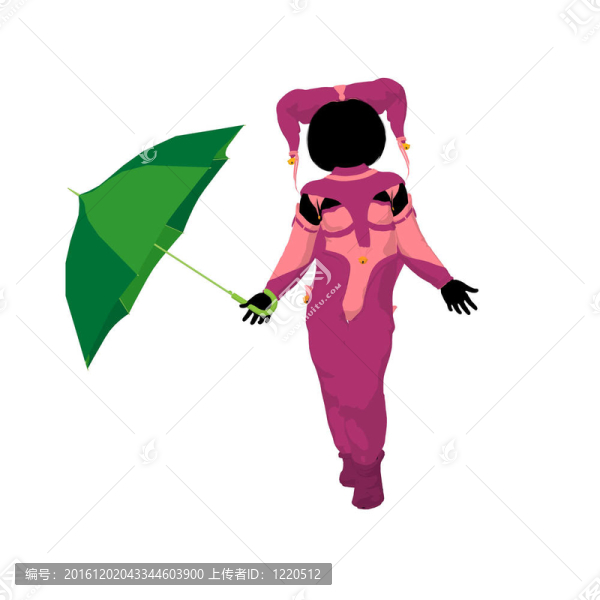 女小丑插畫剪影
