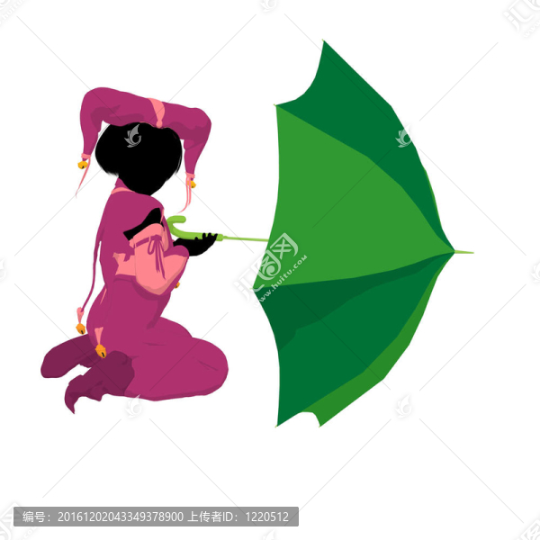 女小丑插畫剪影
