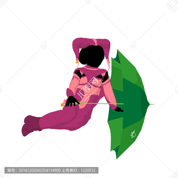 女小丑插畫剪影