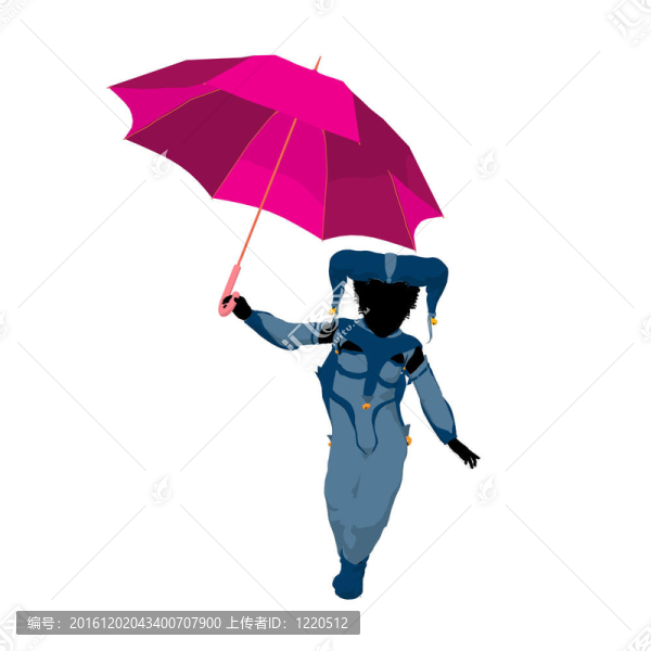 美國黑人女小丑插畫剪影