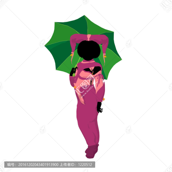 女小丑插畫剪影