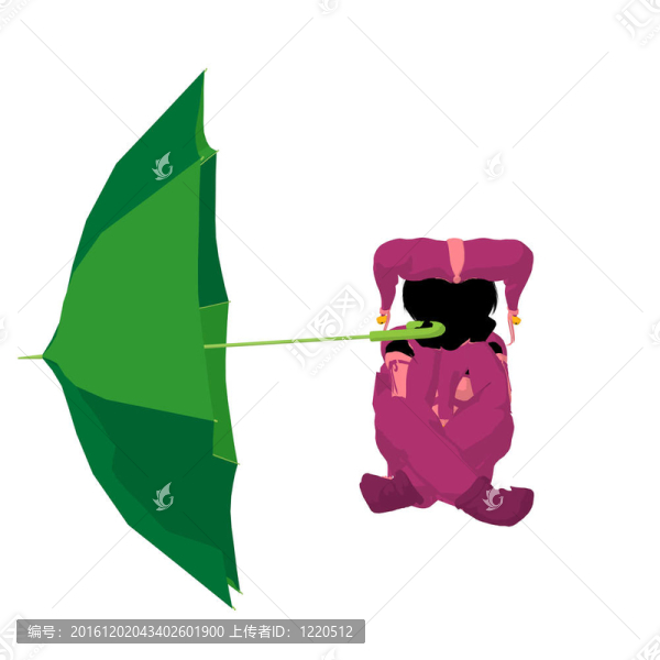 女小丑插畫剪影