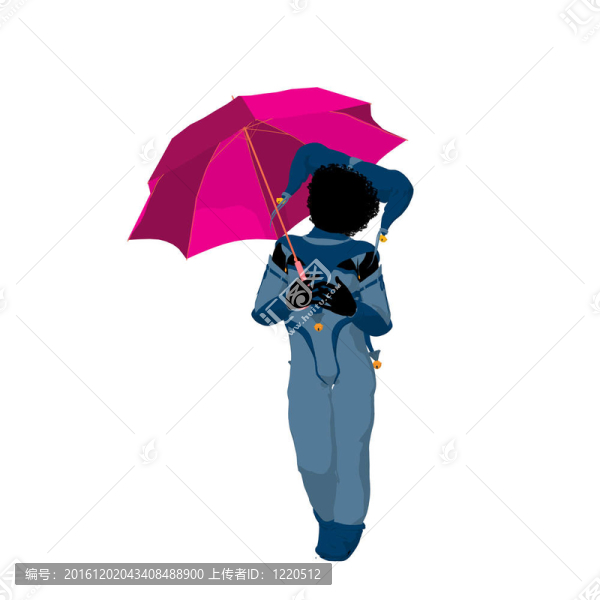 美國(guó)黑人女小丑插畫剪影