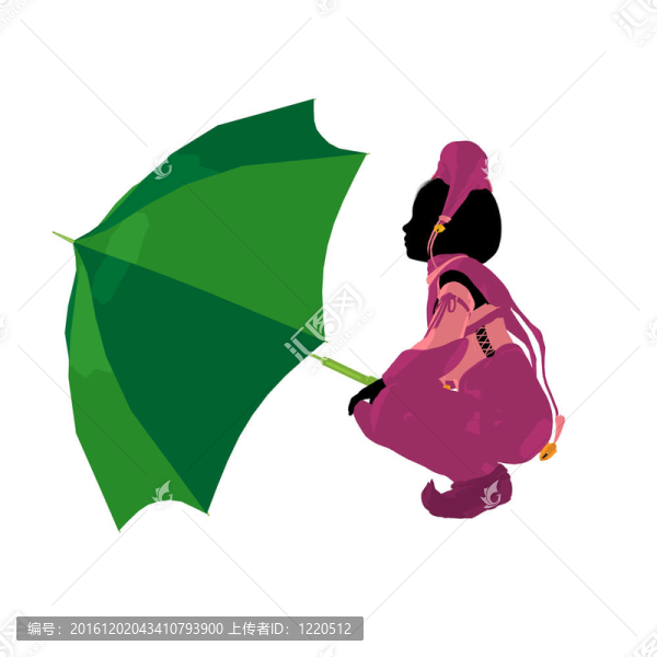 女小丑插畫剪影