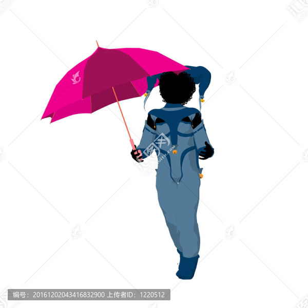 美國黑人女小丑插畫剪影