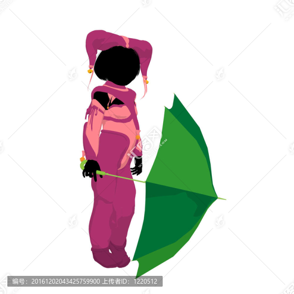 女小丑插畫剪影