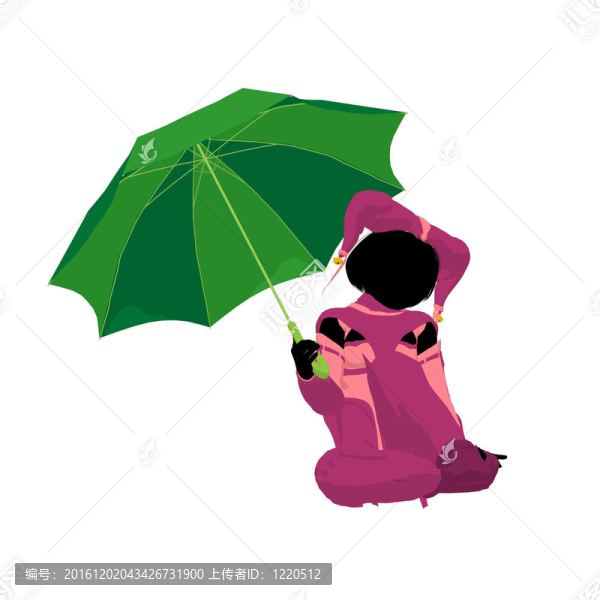 女小丑插畫剪影