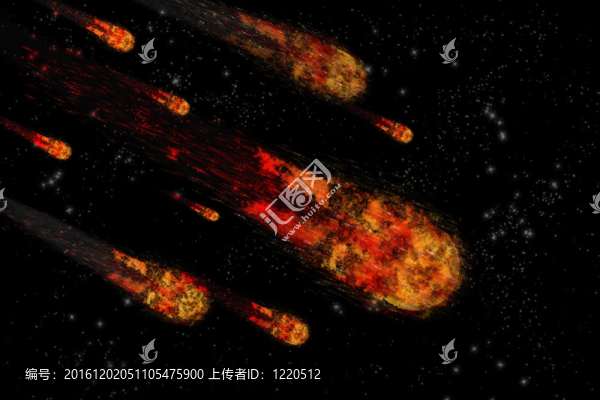 在星空背景的小行星與地球的星球。流星撞擊。