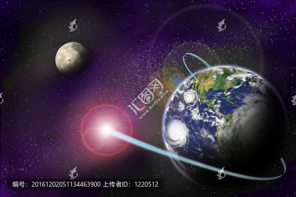 在星空背景上地球雙星系統(tǒng)技術(shù)的數(shù)字通信。
