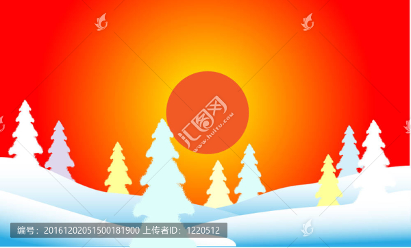夕陽(yáng)下的冷杉林。