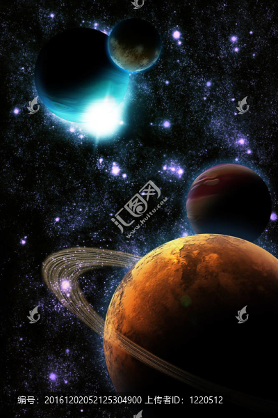 抽象行星與太陽耀斑在深空-明星星云對黑色背景