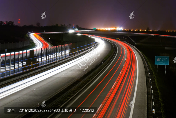 夜間公路-長(zhǎng)曝光-光線路