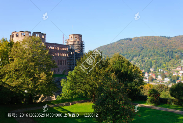 城堡和在Heidelbe的老城區(qū)