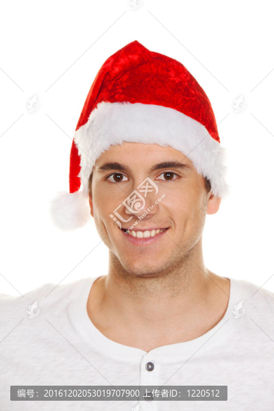 戴圣誕老人帽子的男人