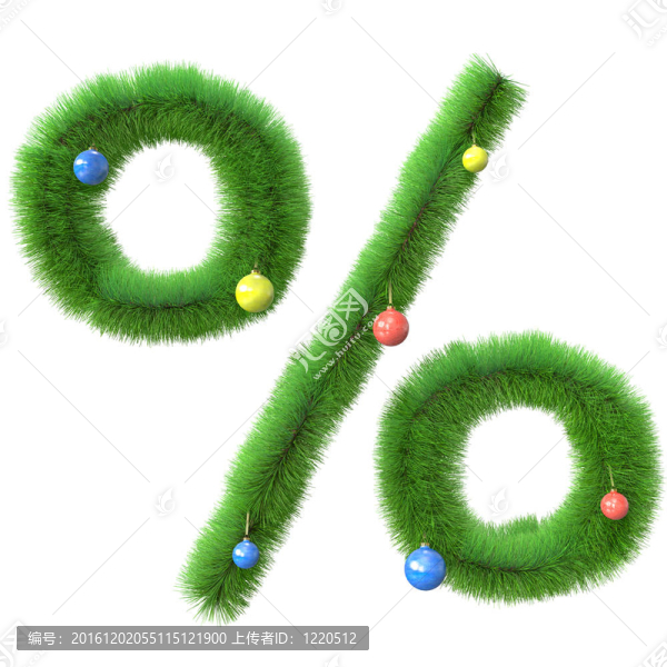 圣誕樹樹枝的百分比符號
