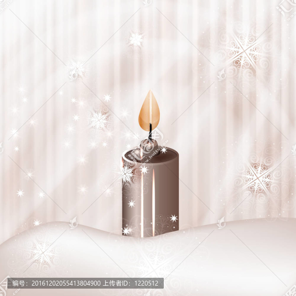 雪花和星星背景下的蠟燭
