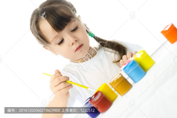 水彩女孩畫